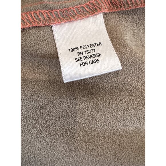 Apt. 9 Womens Beige/Coral/White Button-Down Collared Top XL - Picture 6 of 9